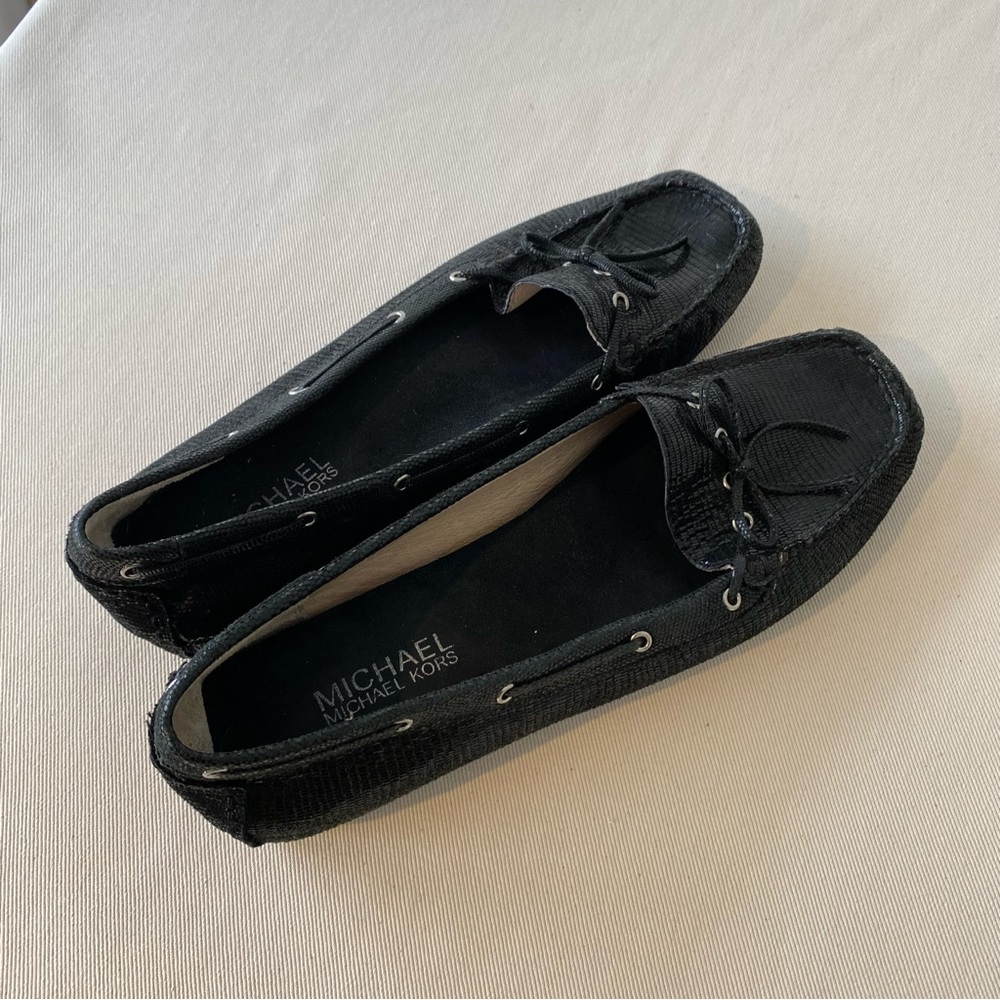 Michael Kors Black Leather Moccasins Loafers Slip Ons Driving Shoes 9